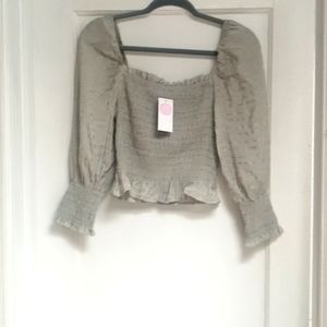 Honey size small  sage green w gold threads blouse